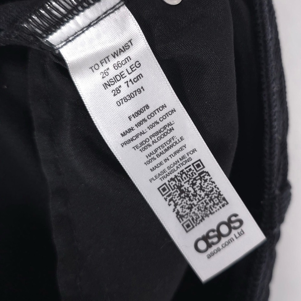 asos Black Corduroy Flare Pants 26/28 Straight Bootcut Jeans Cotton Turkey Crop - Picture 13 of 13